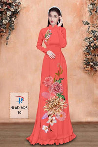 1 Set - Ao Dai - Traditional Vietnamese Long Dress Collections with Pants - Silk 3D - All Size - Hoa Cuc