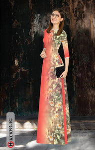 1 Set - Ao Dai - Traditional Vietnamese Long Dress Collections with Pants - Silk 3D - All Size - Hoa Cuc