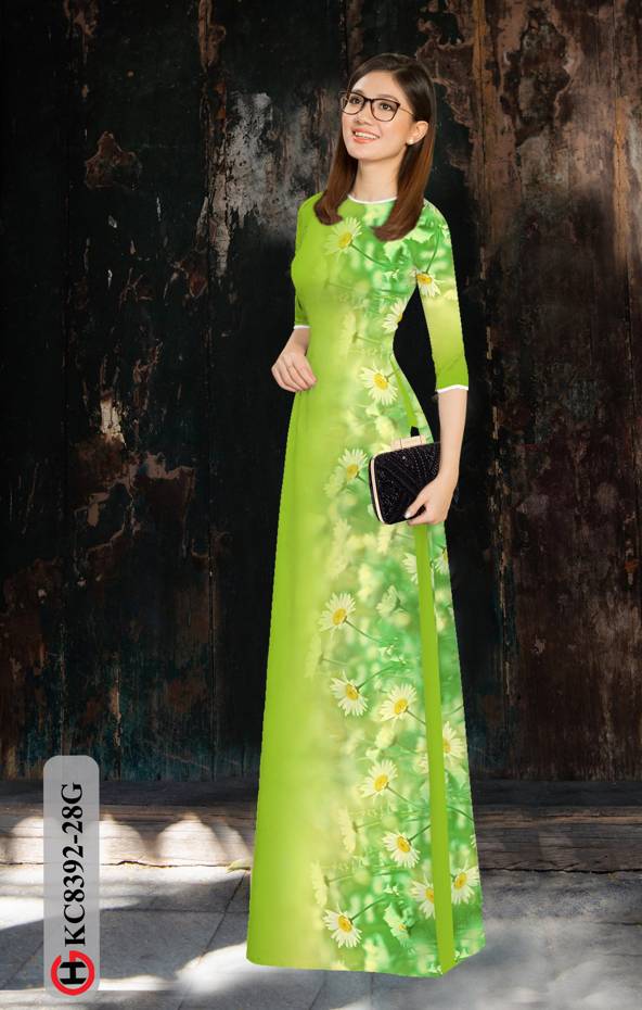 1 Set - Ao Dai - Traditional Vietnamese Long Dress Collections with Pants - Silk 3D - All Size - Hoa Cuc