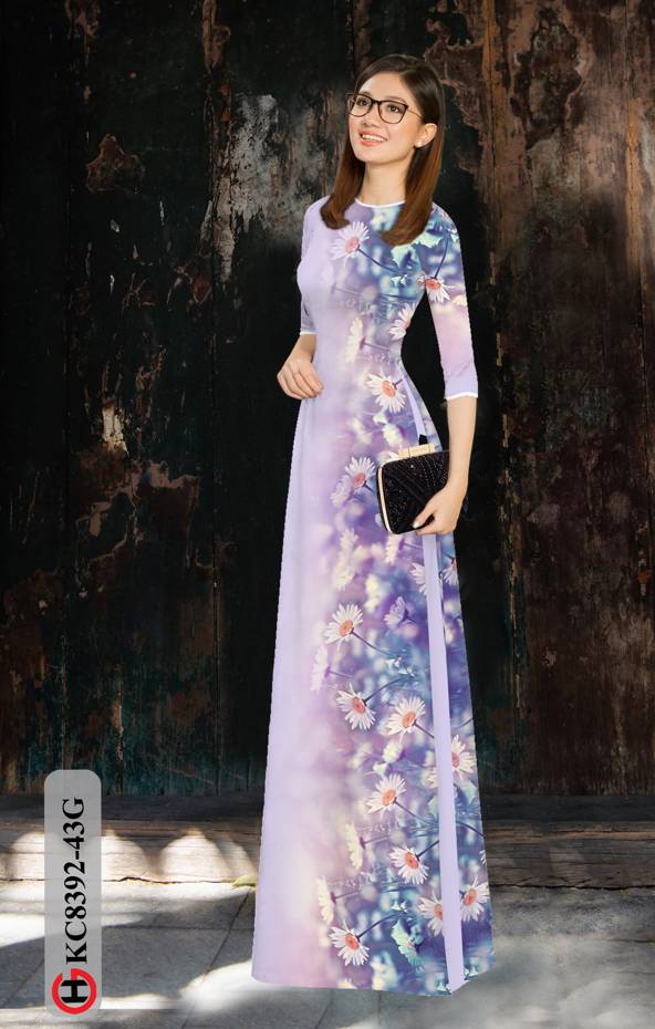 1 Set - Ao Dai - Traditional Vietnamese Long Dress Collections with Pants - Silk 3D - All Size - Hoa Cuc