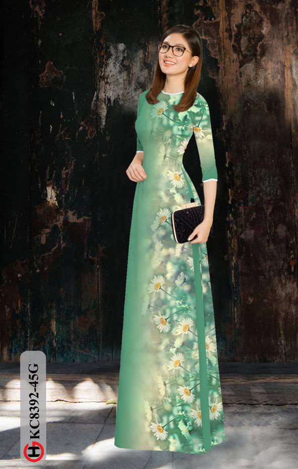1 Set - Ao Dai - Traditional Vietnamese Long Dress Collections with Pants - Silk 3D - All Size - Hoa Cuc