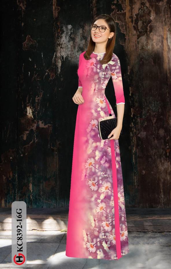 1 Set - Ao Dai - Traditional Vietnamese Long Dress Collections with Pants - Silk 3D - All Size - Hoa Cuc