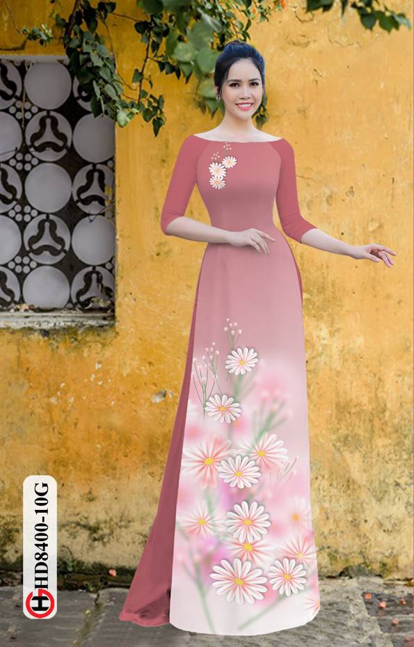 1 Set - Ao Dai - Traditional Vietnamese Long Dress Collections with Pants - Silk 3D - All Size - Hoa Cuc