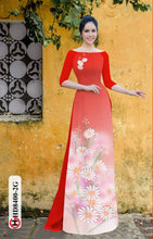 Load image into Gallery viewer, 1 Set - Ao Dai - Traditional Vietnamese Long Dress Collections with Pants - Silk 3D - All Size - Hoa Cuc
