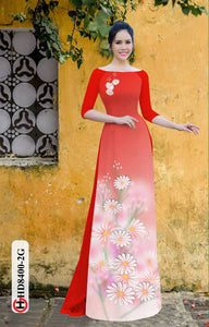 1 Set - Ao Dai - Traditional Vietnamese Long Dress Collections with Pants - Silk 3D - All Size - Hoa Cuc