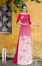 Load image into Gallery viewer, 1 Set - Ao Dai - Traditional Vietnamese Long Dress Collections with Pants - Silk 3D - All Size - Hoa Cuc
