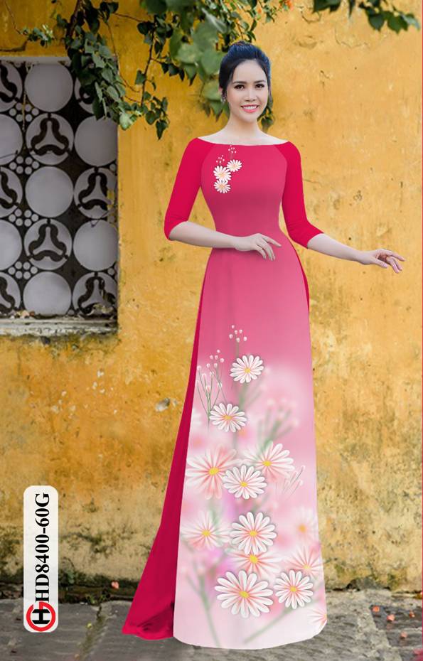1 Set - Ao Dai - Traditional Vietnamese Long Dress Collections with Pants - Silk 3D - All Size - Hoa Cuc
