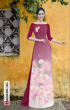 Load image into Gallery viewer, 1 Set - Ao Dai - Traditional Vietnamese Long Dress Collections with Pants - Silk 3D - All Size - Hoa Cuc
