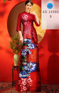 1 Set - Ao Dai - Traditional Vietnamese Long Dress Collections with Pants - Silk 3D - All Size - Hoa Cuc