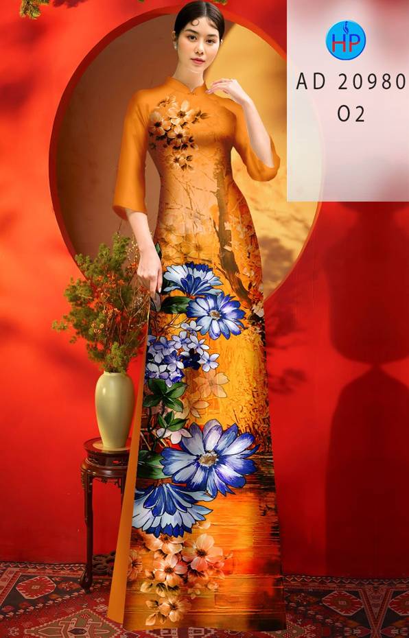 1 Set - Ao Dai - Traditional Vietnamese Long Dress Collections with Pants - Silk 3D - All Size - Hoa Cuc