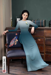 1 Set - Ao Dai - Traditional Vietnamese Long Dress Collections with Pants - Silk 3D - All Size - Hoa Cuc