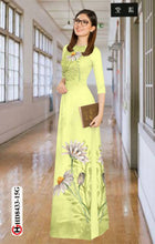 Load image into Gallery viewer, 1 Set - Ao Dai - Traditional Vietnamese Long Dress Collections with Pants - Silk 3D - All Size - Hoa Cuc
