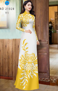 1 Set - Ao Dai - Traditional Vietnamese Long Dress Collections with Pants - Silk 3D - All Size - Hoa Cuc