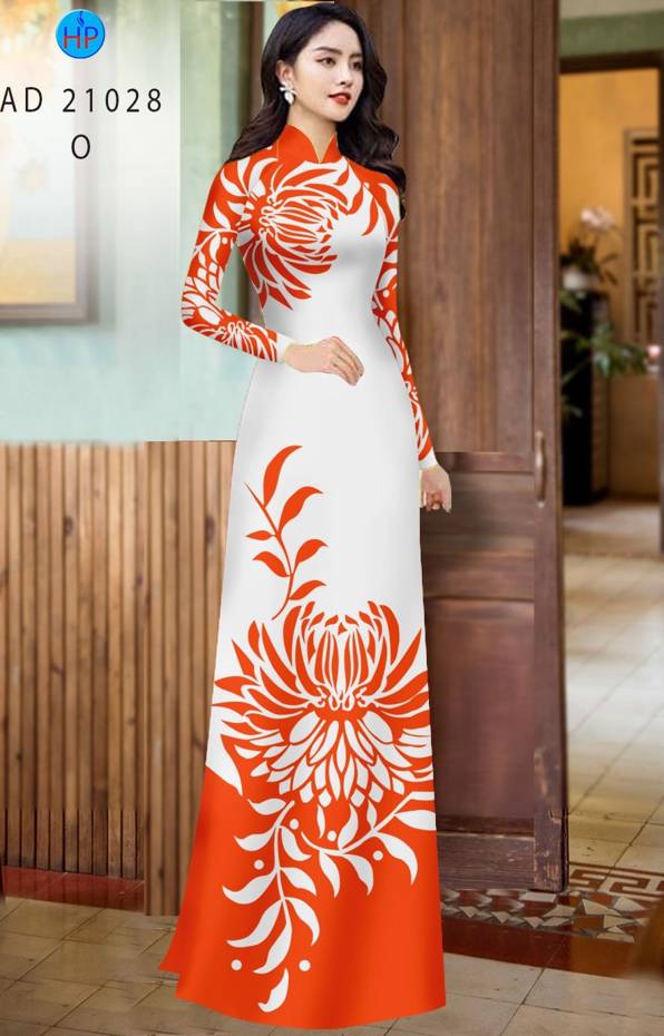1 Set - Ao Dai - Traditional Vietnamese Long Dress Collections with Pants - Silk 3D - All Size - Hoa Cuc