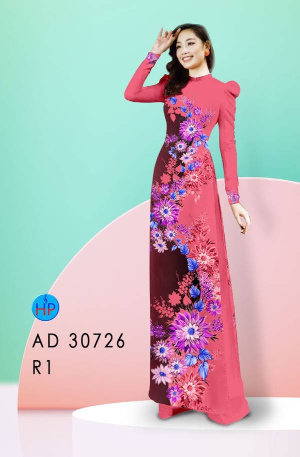 1 Set - Ao Dai - Traditional Vietnamese Long Dress Collections with Pants - Silk 3D - All Size - Hoa Cuc