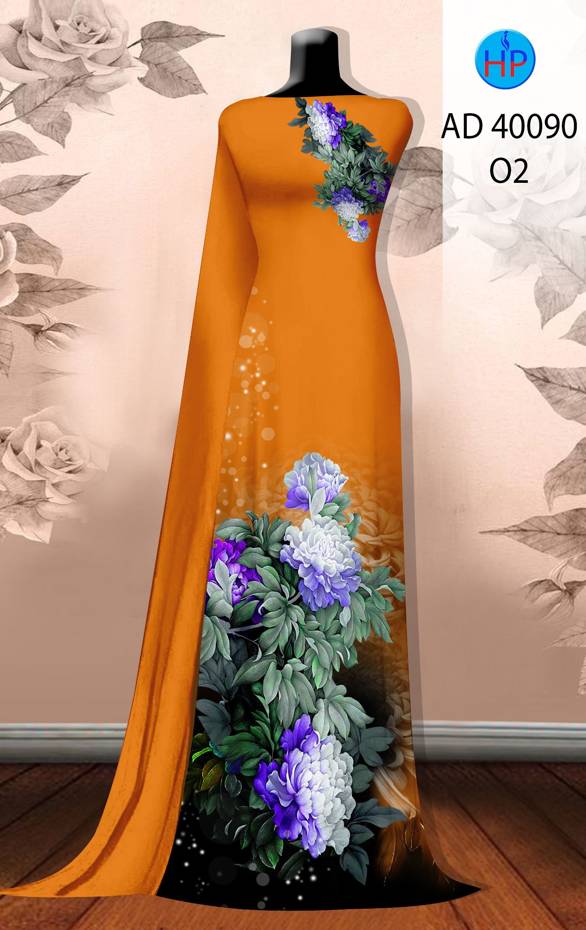 1 Set - Ao Dai - Traditional Vietnamese Long Dress Collections with Pants - Silk 3D - All Size - Hoa Cuc