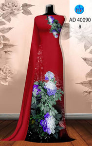 1 Set - Ao Dai - Traditional Vietnamese Long Dress Collections with Pants - Silk 3D - All Size - Hoa Cuc