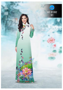 1 sai - Traditional Vietnamese Long Dress Collections with Pants - Silk 3D - All Size - Hoa Cuc