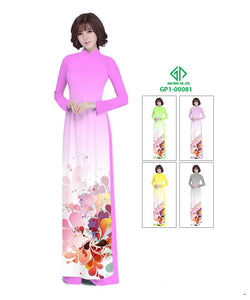 1 sai - Traditional Vietnamese Long Dress Collections with Pants - Silk 3D - All Size - Hoa Cuc