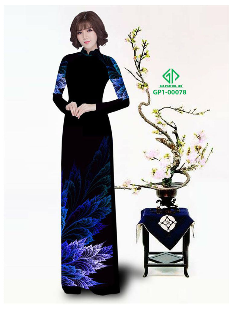 Copy of 1 Set- Traditional Vietnamese Long Dress Collections with Pants - Silk 3D - All Size - Hoa Cuc