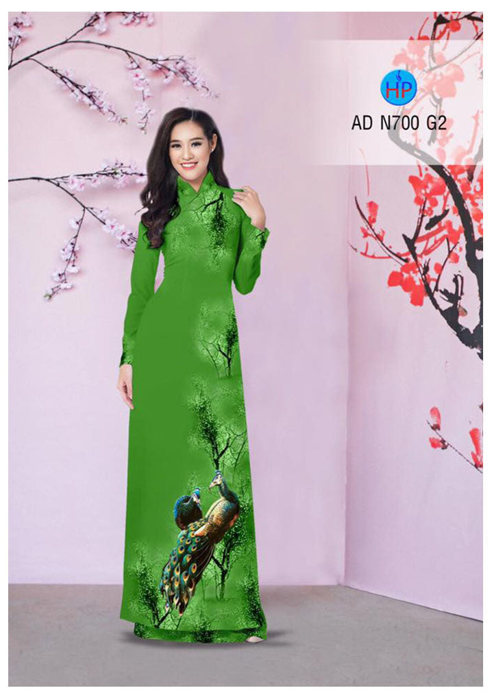 1 Set- Traditional Vietnamese Long Dress Collections with Pants - Silk 3D - All Size - Hoa Cuc