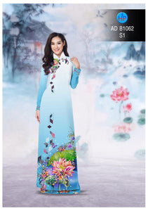 1 Set - Traditional Vietnamese Long Dress Collections with Pants - Silk 3D - All Size - Hoa Cuc