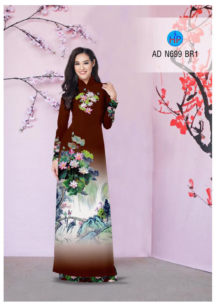 1 Set - Traditional Vietnamese Long Dress Collections with Pants - Silk 3D - All Size - Hoa Cuc