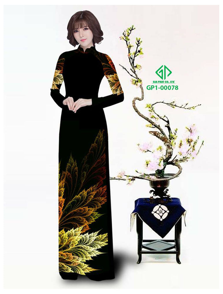1 Set - Traditional Vietnamese Long Dress Collections with Pants - Silk 3D - All Size - Hoa Cuc
