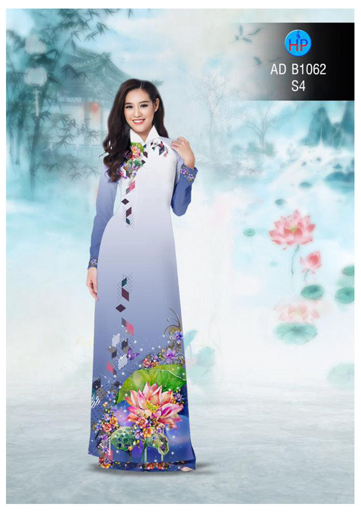 1 Set - Traditional Vietnamese Long Dress Collections with Pants - Silk 3D - All Size - Hoa Cuc