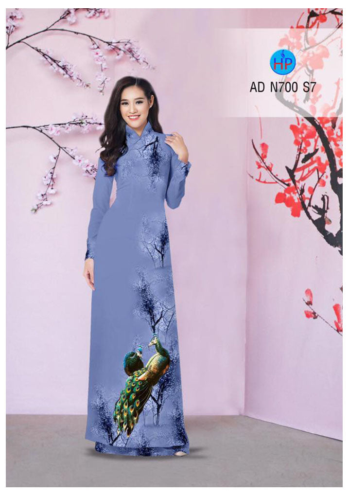 1 Set - Traditional Vietnamese Long Dress Collections with Pants - Silk 3D - All Size - Hoa Cuc