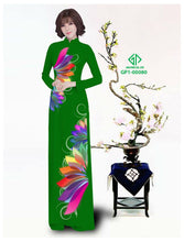 Load image into Gallery viewer, 1 Set - Traditional Vietnamese Long Dress Collections with Pants - Silk 3D - All Size - Hoa Cuc
