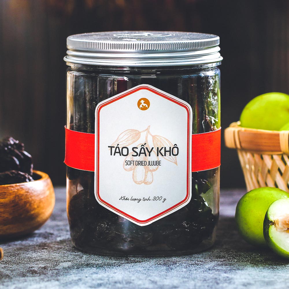 02 Box-Táo sấy khô, 300g, hũ, mẫu nắp nhôm
