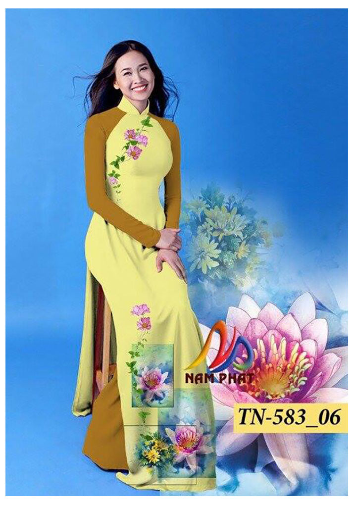 1 Set - Traditional Vietnamese Long Dress Collections with Pants - Silk 3D - All Size - Hoa Cuc