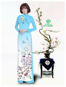 1 Set - Traditional Vietnamese Long Dress Collections with Pants - Silk 3D - All Size - Hoa Cuc