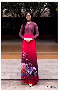 1 Set - Traditional Vietnamese Long Dress Collections with Pants - Silk 3D - All Size - Hoa Cuc