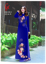 Load image into Gallery viewer, 1 Set - Traditional Vietnamese Long Dress Collections with Pants - Silk 3D - All Size - Hoa Cuc
