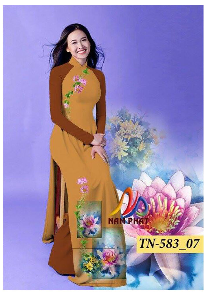 1 Set - Traditional Vietnamese Long Dress Collections with Pants - Silk 3D - All Size - Hoa Cuc