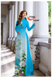1 Set - Traditional Vietnamese Long Dress Collections with Pants - Silk 3D - All Size - Hoa Cuc