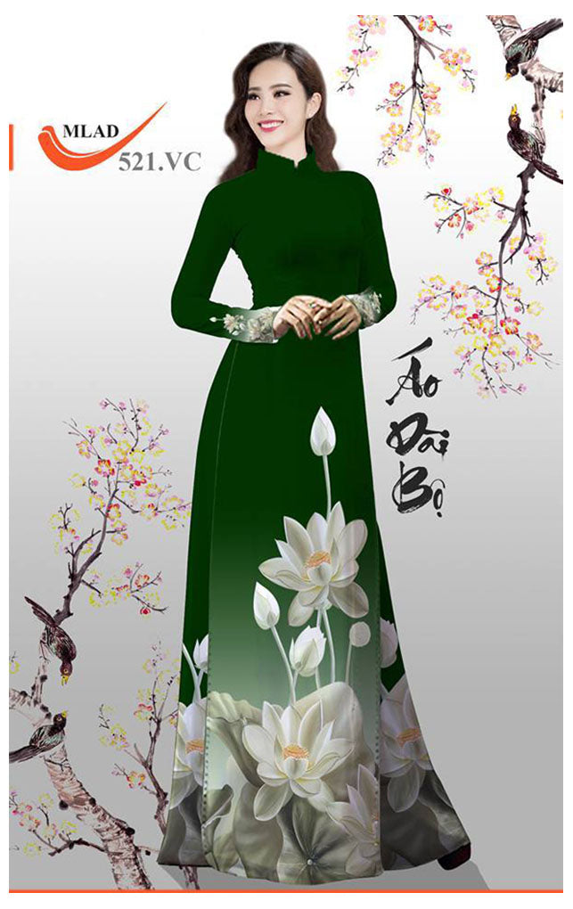1 Set - Traditional Vietnamese Long Dress Collections with Pants - Silk 3D - All Size - Hoa Cuc