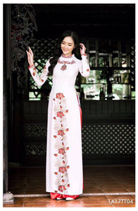 1 Set - Traditional Vietnamese Long Dress Collections with Pants - Silk 3D - All Size - Hoa Cuc