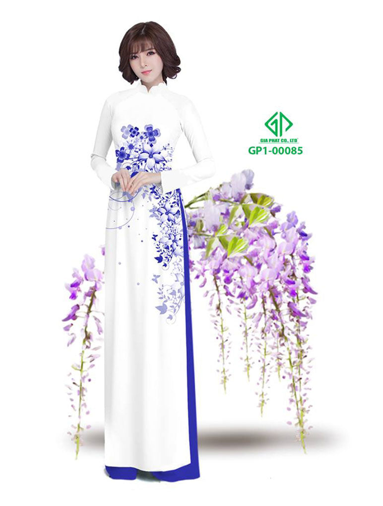 1 Set - Traditional Vietnamese Long Dress Collections with Pants - Silk 3D - All Size - Hoa Cuc
