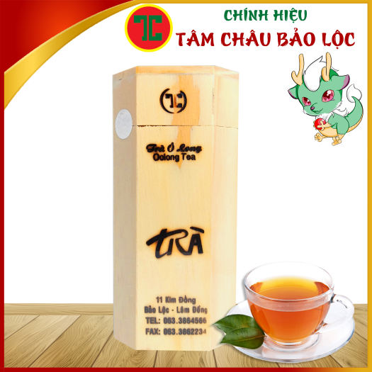 Trà Oolong Tâm Châu - Trà Oolong Hộp Gỗ Sang trọng 100G - Chính hiệu TÂM CHÂU BẢO LỘC
