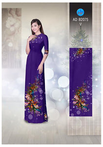 1 Set - Ao Dai - Traditional Vietnamese Long Dress Collections with Pants - Silk 3D - All Size - Hoa Cuc
