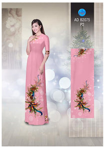 1 Set - Ao Dai - Traditional Vietnamese Long Dress Collections with Pants - Silk 3D - All Size - Hoa Cuc