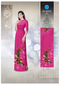 1 Set - Ao Dai - Traditional Vietnamese Long Dress Collections with Pants - Silk 3D - All Size - Hoa Cuc