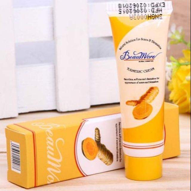 01 tube x 40g Beaumore Turmeric Cream Prevent Ance Pimples Dark Spots Heal