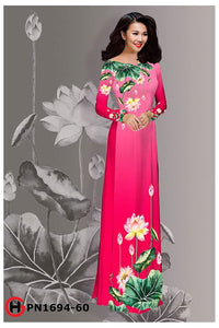 1 Set - Ao Dai - Traditional Vietnamese Long Dress Collections with Pants - Silk 3D - All Size - Hoa Cuc