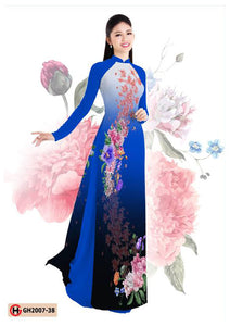 1 Set - Ao Dai - Traditional Vietnamese Long Dress Collections with Pants - Silk 3D - All Size - Hoa Cuc