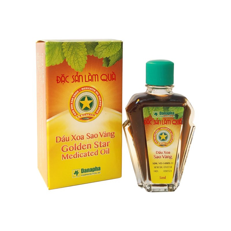 03 Boxes - Golden Star Medicated Oil - Dau Xoa Sao Vang 5ml - Danapha Vietnam