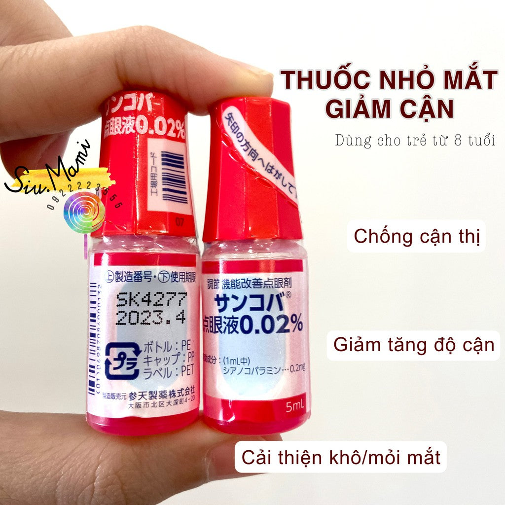 02 Boxs*5ml -Nhỏ Mắt Sancoba Nhật Bản Chống Cận Thị 5ml